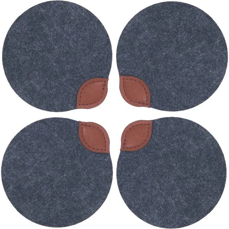 Neuetischkultur Glasuntersetzer 4er-Set Filz rund, Getränkeuntersetzer mit Tischschutz, Durchmesser 10 cm