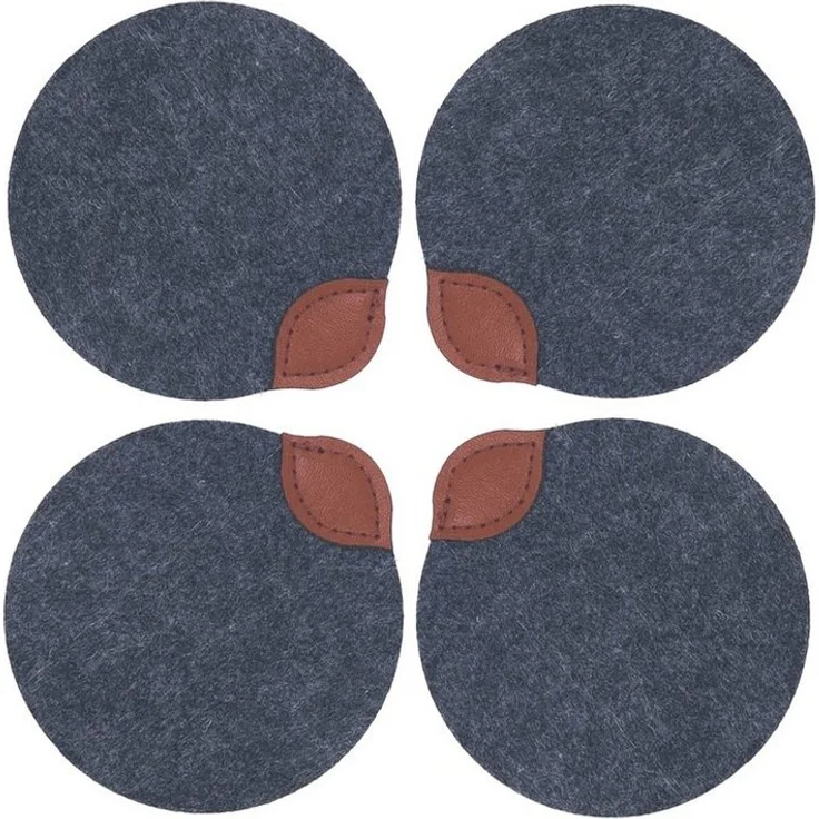 Neuetischkultur Glasuntersetzer 4er-Set Filz rund, Getränkeuntersetzer mit Tischschutz, Durchmesser 10 cm
