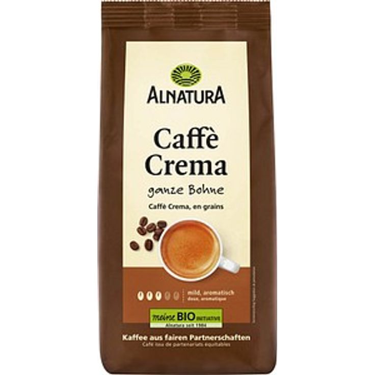 ALNATURA Caffè Crema Bio-Kaffeebohnen, 1000 g, 100% Bio-Arabica, mild-aromatisch, ideale Kombination für Vollautomaten und Siebträger