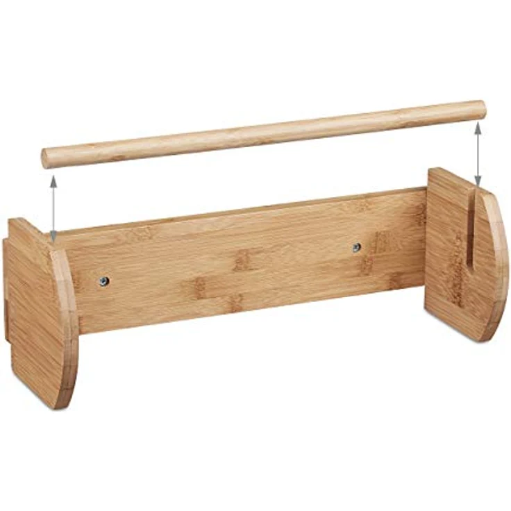 Relaxdays Bambus HBT: 12 x 37 x 13 cm Papierrollenhalter Holz zur Wandmontage als Spender und Halter für Küchenrolle Küchenrollenspender sowie Haushaltsrollenhalter, Natur Wand Küchenrollenhalter – Bild 4
