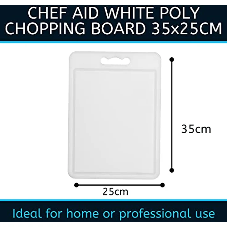 Chef Aid Schneidebrett, weiß, Polypropylen, multifunktional, rutschfeste Oberfläche, einfache Reinigung und spülmaschinenfest, mit Griff, 35 x 25 cm, andere Farben erhältlich – Bild 3