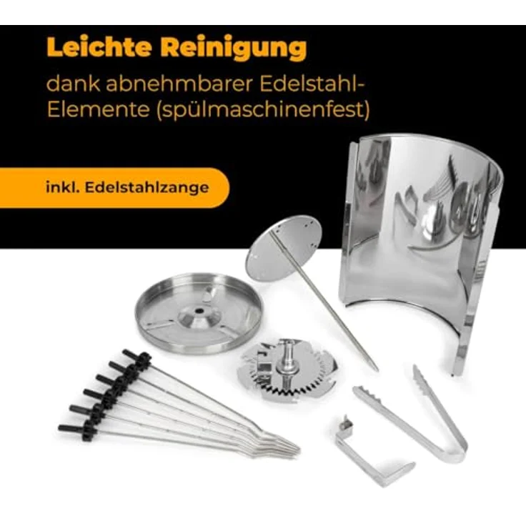 Bomann DVG 3006 CB 3in1 Döner--Hähnchen und Schaschlik-Vertikal-Multigrill, perfekte Grillergebnisse durch gleichmäßige Hitzeverteilung, Edelstahl-Fettauffangbehälter, 1400 Watt, Schwarz – Bild 5
