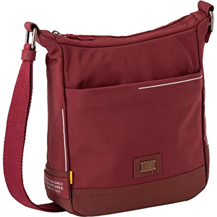 camel active City Herren Umhängetasche Crossbody Bag Mittelgroß Rot, Recyceltes Nylon, Reflektierende Details
