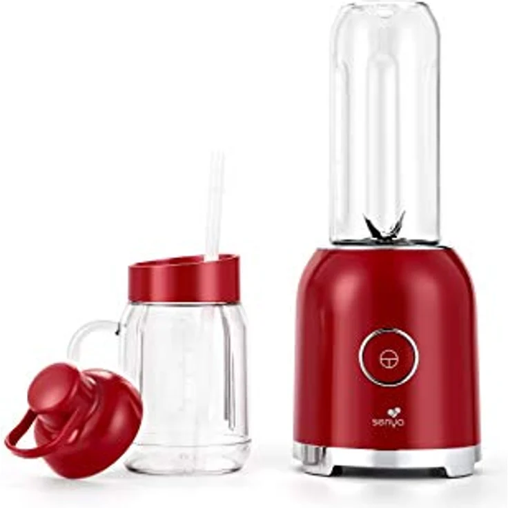 Senya Standmixer Smoothie mit 2 tragbaren Flaschen, Rot, Juicy Delight 250 W, 6 Klingen aus Edelstahl, SYCP-M025, BPA-frei – Bild 5