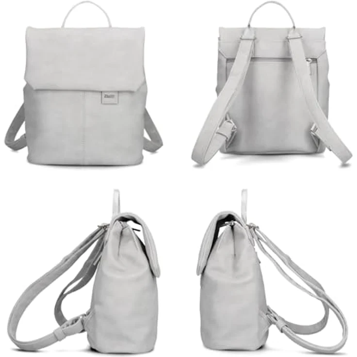 Zwei Mademoiselle.M City Rucksack, 29 cm, weiss, 100% Polyurethan, 24 cm x 13 cm – Bild 3
