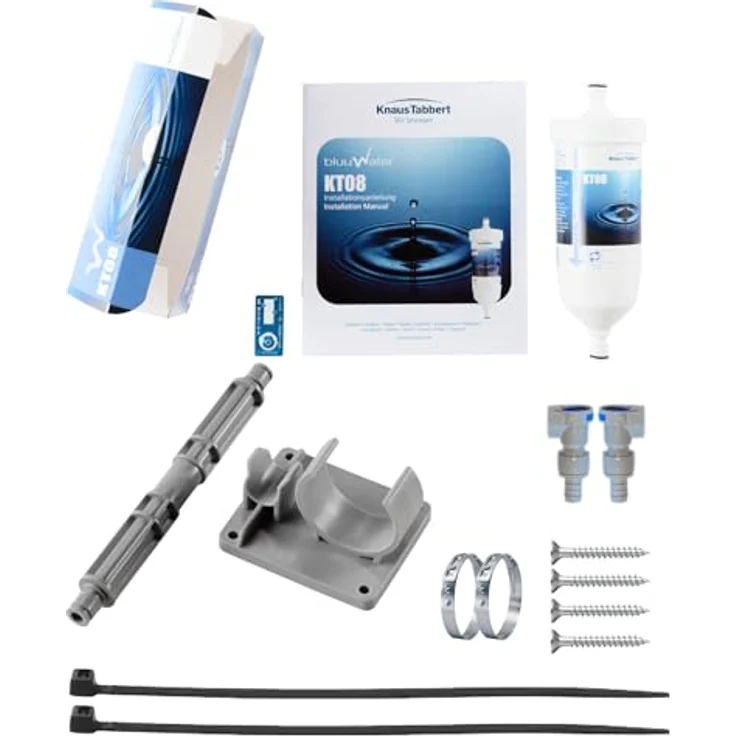 bluuwater Wasserfilter KT08, Trinkwasser-Filtersystem für Knaus, Tabbert, Weinsberg, bis zu 99,999% Bakterienfilterung, bis zu 6000 Liter, Erinnerungsfunktion – Bild 1