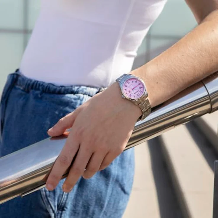 CALYPSO WATCHES Quarzuhr mit rosafarbenem Sunray-Zifferblatt, Datumsanzeige, Edelstahl-Gehäuse und lumineszierenden Zeigern, wasserdicht bis 5 bar – Bild 3