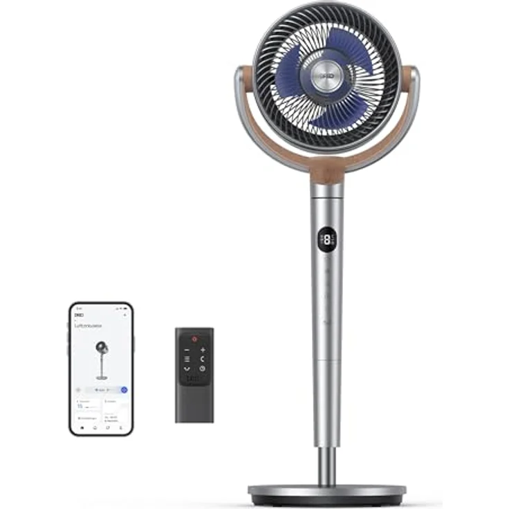 DREO PolyFan, Smart Standventilator mit 120°+120° Oszillation, Wi-Fi/Sprachsteuerung, 20dB leise, höhenverstellbar, 8 Geschwindigkeiten, 6 Modi, 12H Timer – Bild 4