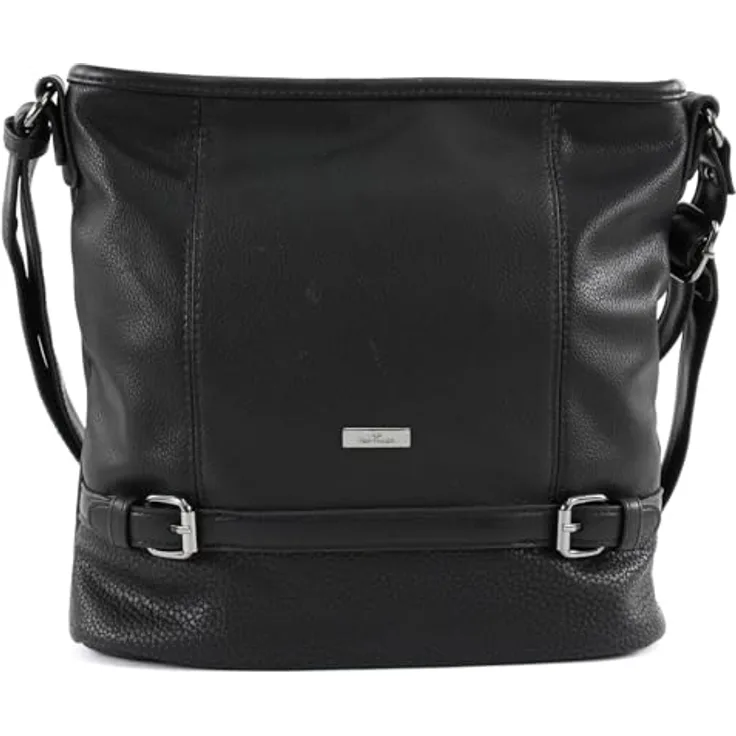Tom Tailor Juna Umhängetasche, 28 cm, aus hochwertigem Kunstleder mit verstellbarem Umhängeriemen, Schwarz