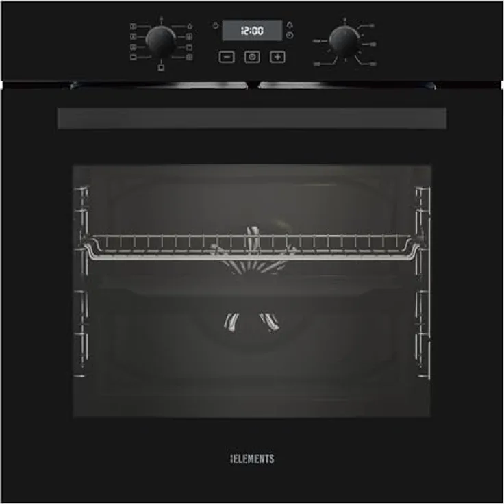 KB ELEMENTS ELK75EV1 Einbaubackofen 60 cm, 73 Liter, Aqua Clean, Circle Fan Heater, Wide-Screen-Window, versenkbare Drehknebel, 3000 Watt