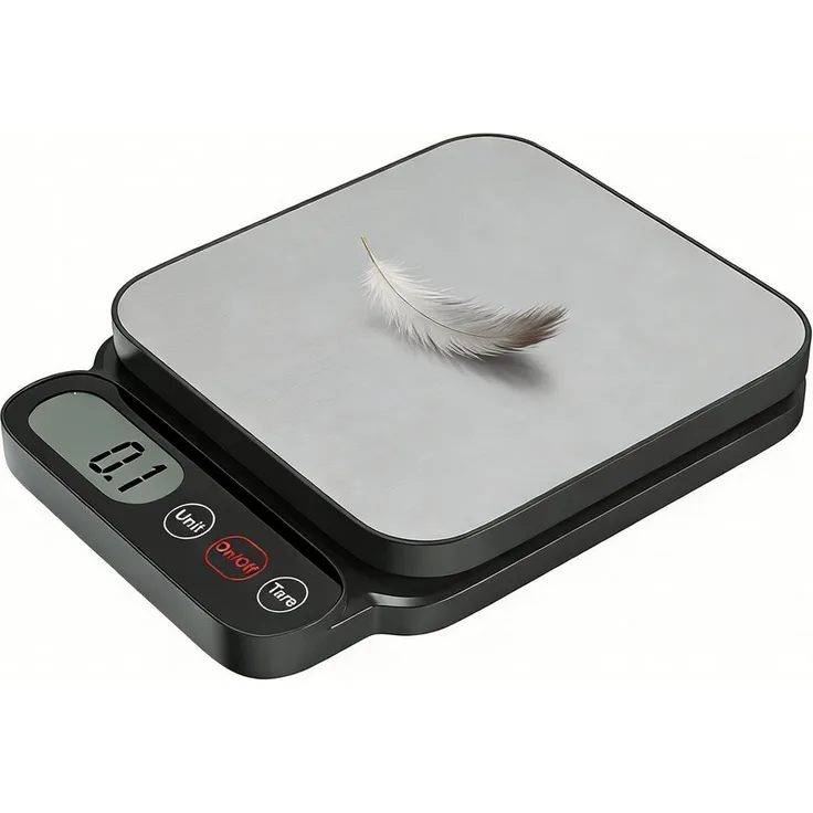 OYLCDI Digitale Küchenwaage mit Edelstahloberfläche, LCD-Display, Tara-Funktion, 5 kg Kapazität, Messgenauigkeit 1 g, g/ml/oz/lb