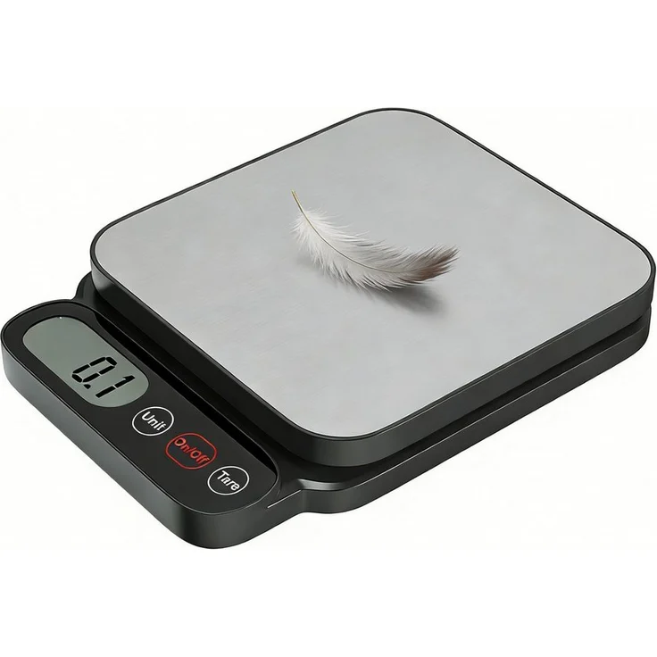 OYLCDI Digitale Küchenwaage mit Edelstahloberfläche, LCD-Display, Tara-Funktion, 5 kg Kapazität, Messgenauigkeit 1 g, g/ml/oz/lb