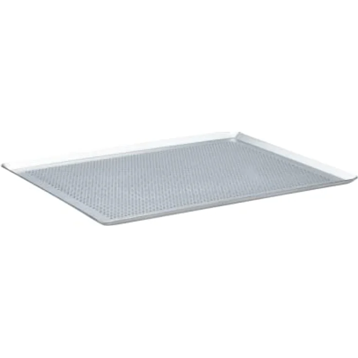 de Buyer Lochblech Edelstahl rechteckig, Backblech 39,5 x 29,5 cm, silber, perforierte Oberfläche für optimale Luftzirkulation – Bild 1