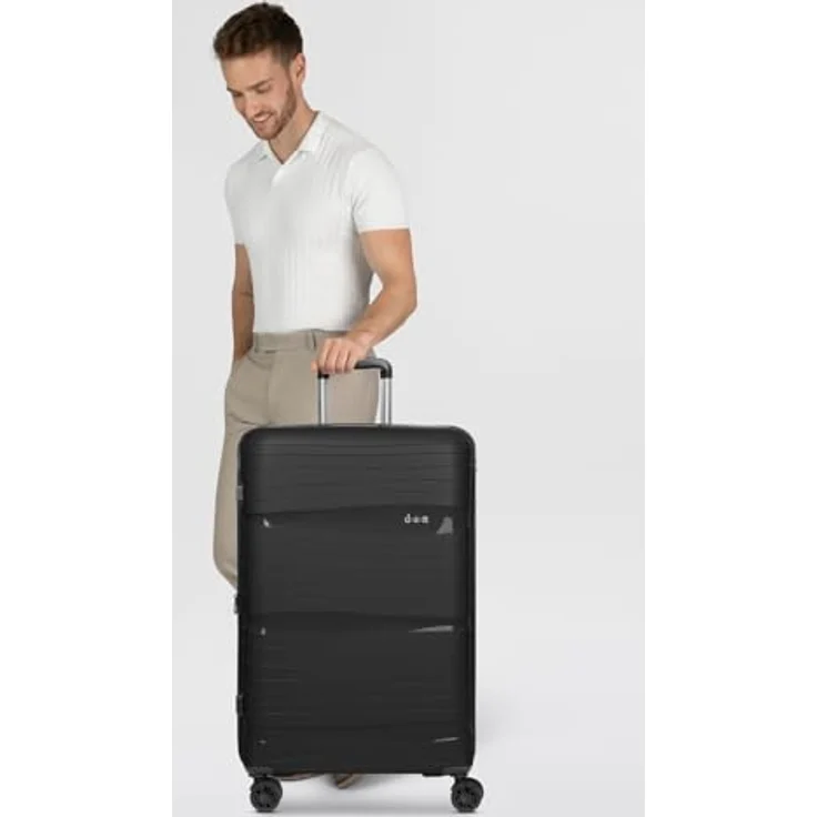 D&N Koffer Travel Line 4300-Plus 4 Rollen Trolley L 76 cm mit Dehnfalte Schwarz (96 l, XL) – Bild 6