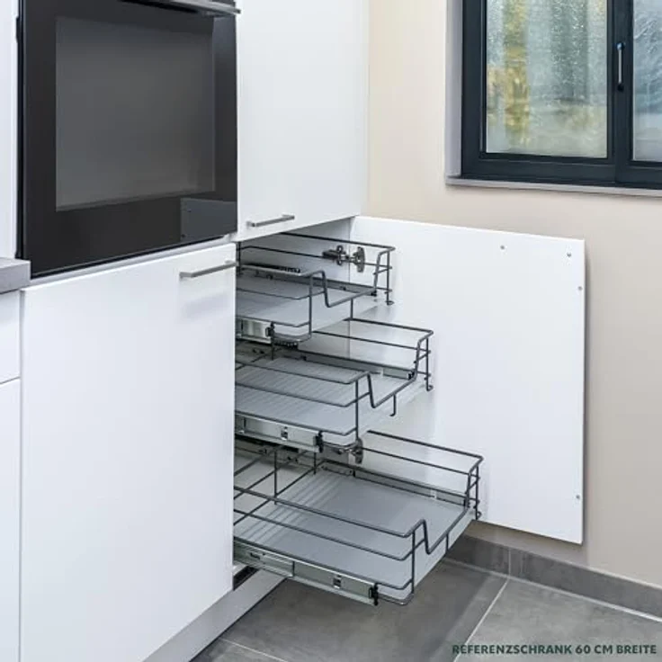 bremermann Teleskopauszug 45 cm für Küchenschrank, Metall, mit herausnehmbarem Einlegeboden und Teleskop-Vollauszug – Bild 8
