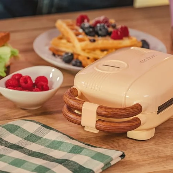Cecotec 4-in-1-Sandwichmaker Rock'nToast Retro One, 700 W, Gelb, Edelstahlgehäuse – Bild 2