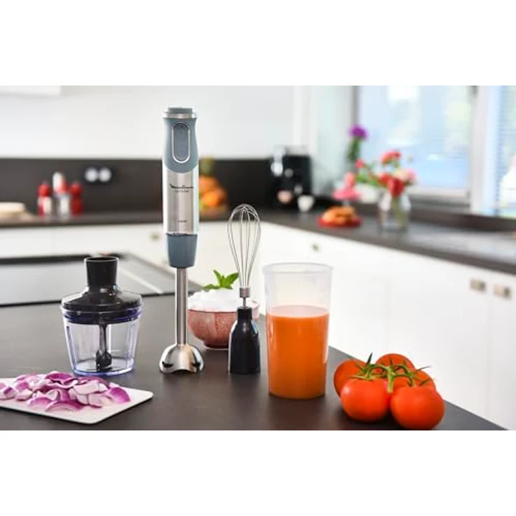 Moulinex Quick chef Quickchef ? Stabmixer mit 3 Zubehör, Edelstahl, 10 Geschwindigkeiten, 1000 W – Bild 2