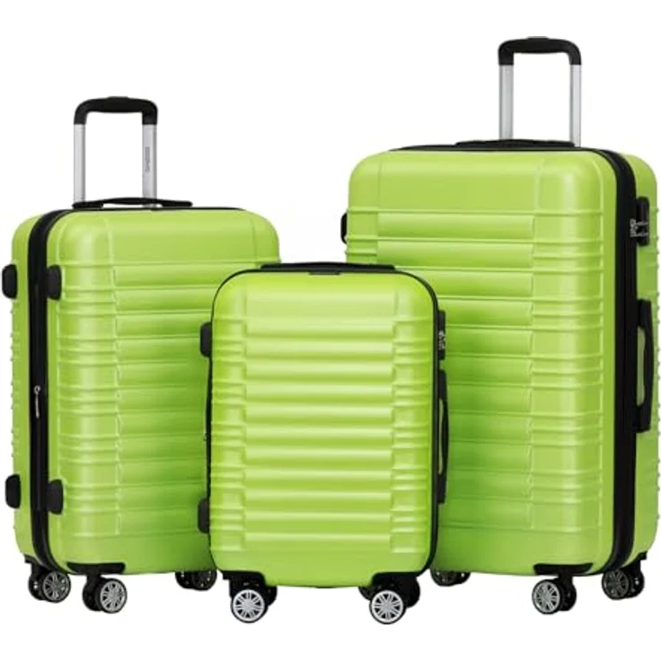 BEIBYE Hartschalen Koffer Set, 3-teilig mit Zwillingsrollen und erweiterbarem Stauraum, grün – Bild 1