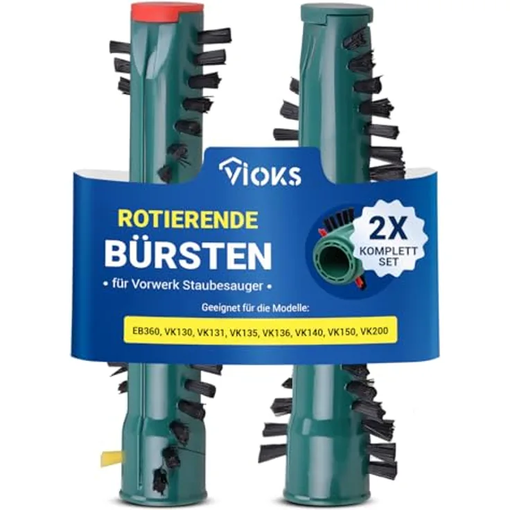 VIOKS Bürstenwalze Rolle Set 2x Ersatz für MisterVac VB-128, kompatibel mit Staubsauger EB360