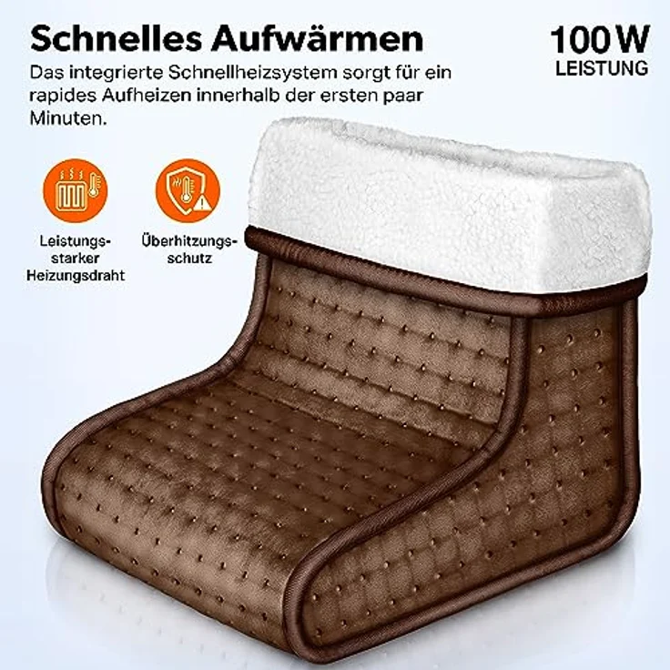 sinnlein Fußwärmer mit 6 Temperaturstufen & Timer | Fußheizung elektrisch | Überhitzungsschutz & Abschaltautomatik (Braun) – Bild 2