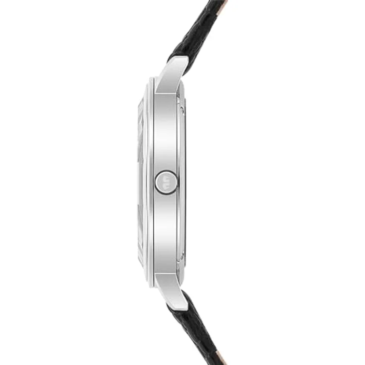 Rhodenwald & Söhne Damen Analog-Uhr, Japan Quarzwerk mit schwarzem Echtleder-Armband, 36 mm, spritzwassergeschützt, Kristallverzierung – Bild 3
