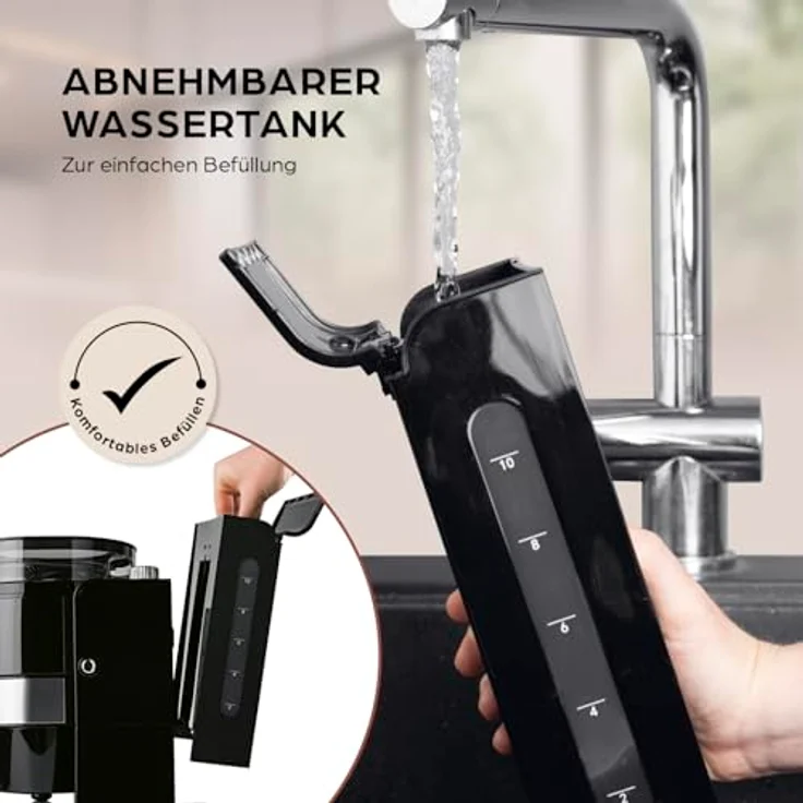 Barista Kaffee & Technik Barista Filterkaffeemaschine Touch Iso, 800W schwarz mit digitalem Touch-Display, Mahlwerk und Isolierkanne, inkl. Timerfunktion und waschbarem Permanentfilter – Bild 5