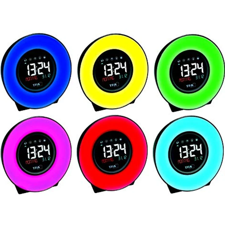 TFA Moodlight Wecker, sanftes Aufwachen mit Licht und Naturgeräuschen, dimmbares Stimmungslicht in sieben Farben, USB-Ladefunktion – Bild 2