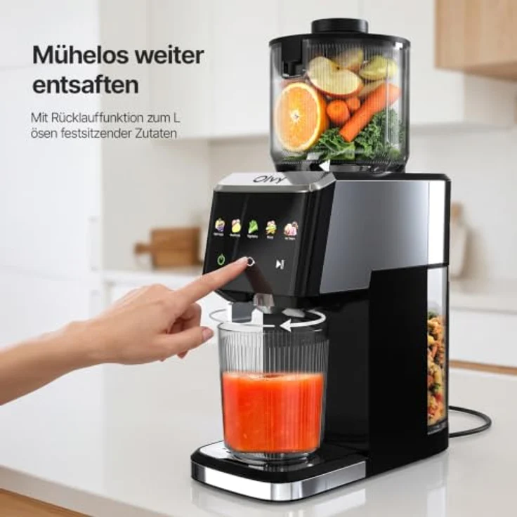 Olvy Slow Juicer JS8303S, 150W Entsafter für Obst & Gemüse mit 5 Programmen, Eiscreme-Funktion, Rückwärtsfunktion, BPA-frei – Bild 7