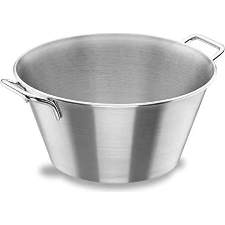 LACOR 50845 Rührschüssel mit Griffen, 45 cm rund aus Edelstahl, metallic-silber