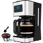 Cecotec Programmierbare Kaffeemaschine 66 Smart Plus, 980 W, Kapazität 12 Kaffee, ExtemAroma-Technologie und AutoClean-Funktion, Edelstahl-Finish, LCD-Display, 1,5 l Stahlgrau