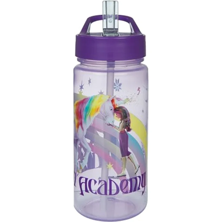 Unicorn Academy Trinkflasche Lila, leichte Flasche für Schule und Sport, 19 cm – Bild 2