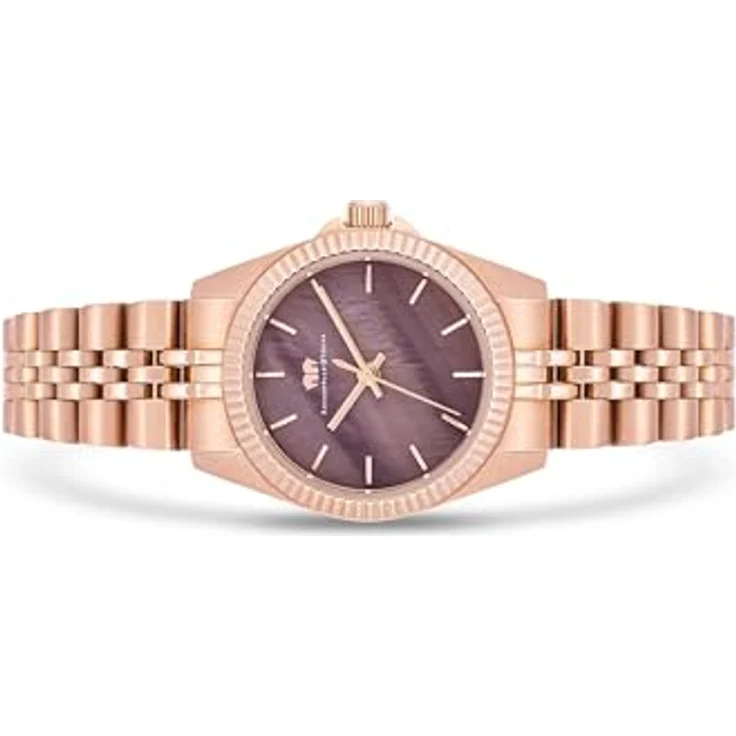 Rhodenwald & Söhne Damen Uhr analog Japan Quarzwerk mit Edelstahl roségold Armband 10010367, Perlmutt-Zifferblatt in Braun – Bild 4