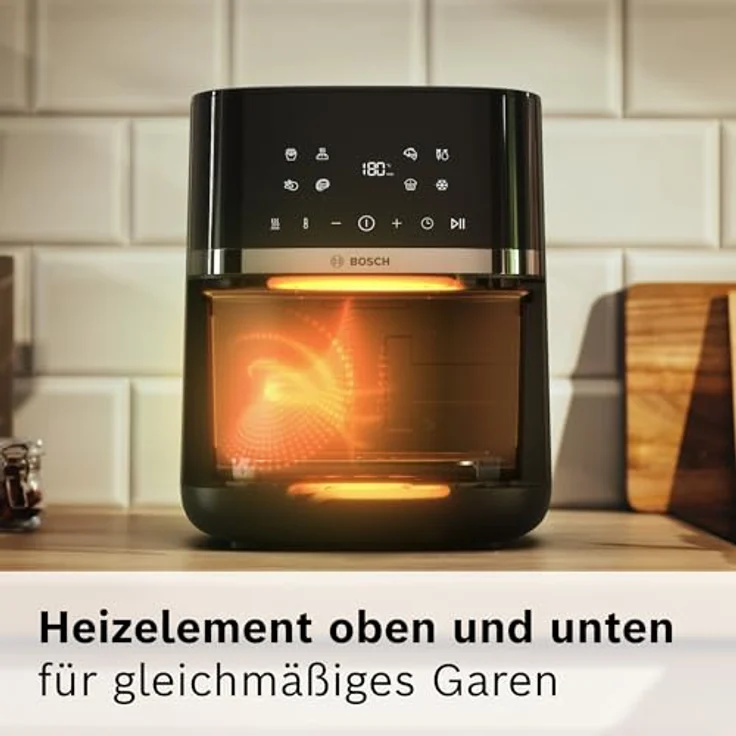 BOSCH Heißluftfritteuse Air Fryer Serie 4 MAF462B0, 6,1l, 2 Heizelemente, 7 Programme, Auftaufunktion, spülmaschinengeeigneter Korb/Gitter, schwarz – Bild 5