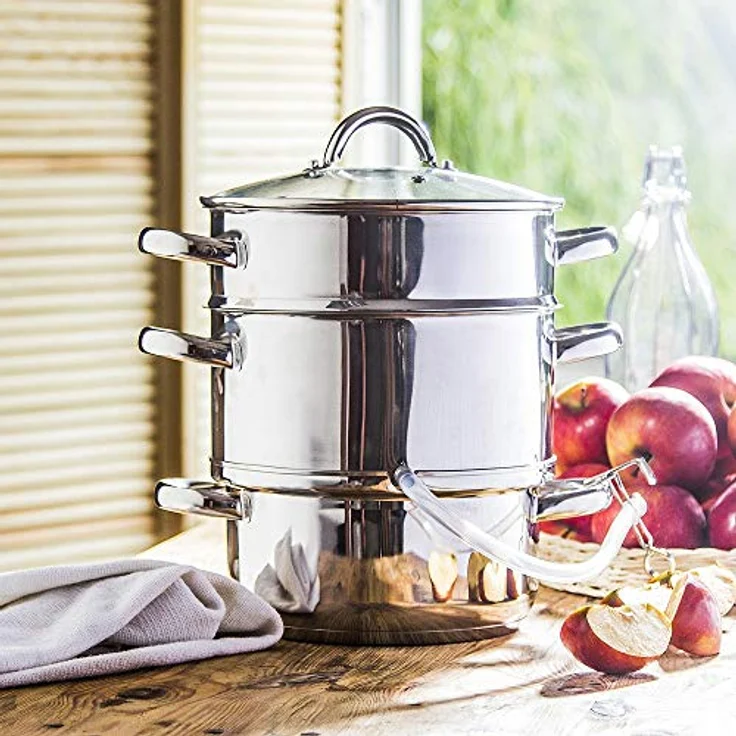 KÖNIGHOFFER Dampfentsafter Edelstahl Induktion ENTSAFTER Saftpresse Dampfgarer FRUCHTENTSAFTER Obst und Gemüse Küchengerät Multifunktion - 5 Liter | 8 Liter (5 Liter) - Edelstahl Entsafter mit Glasdeckel und 5 Liter Fassungsvermögen - Preisvergleich – Bild 2