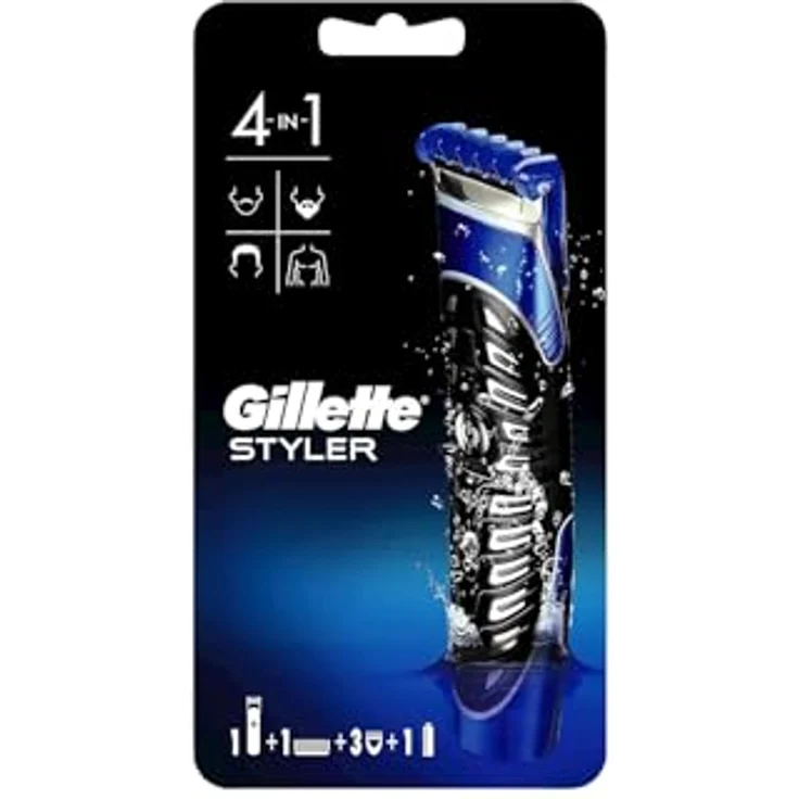 Gillette Styler Trimm- und Rasiergerät 4 in 1, abwaschbar mit Schneideaufsätzen für präzises Rasieren – Bild 2