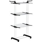 HOMCOM Wäscheständer Turmwäscheständer mit Rollen mit 4 Ebenen Standtrockner Ausziehbares Wäscheturm für Innen und Außen Stahl Schwarz 73 x 45,5 x 177cm