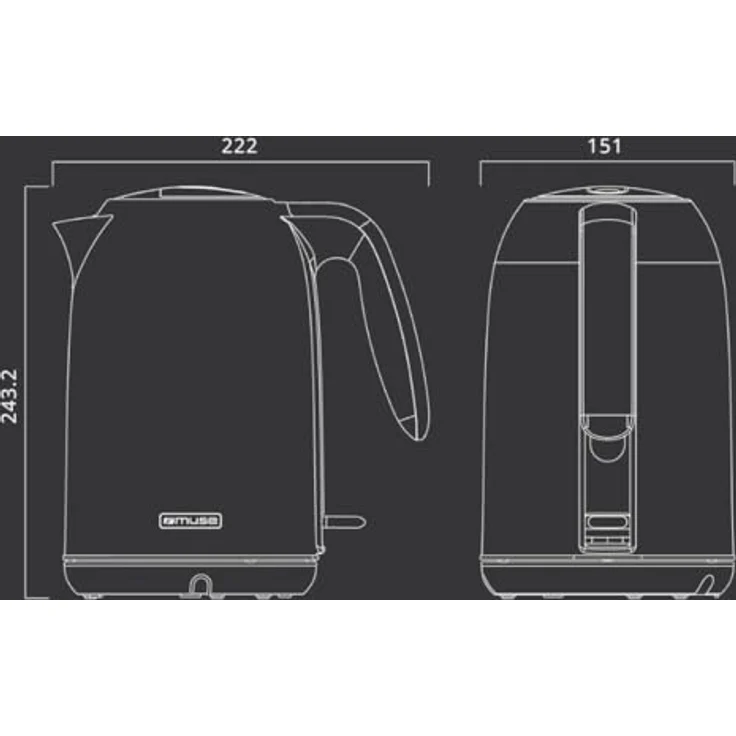 Muse Edelstahl Wasserkocher 1.7L, BPA-frei, 2200W, isolierter Griff, beleuchteter Schalter, herausnehmbarer, waschbarer Filter – Bild 5
