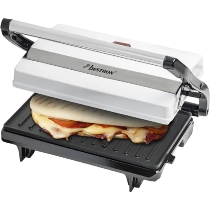 Bestron Antihaftbeschichteter Sandwich--Panini-Kontaktgrill, Viva Italia, 700 W, Weiß – Bild 3
