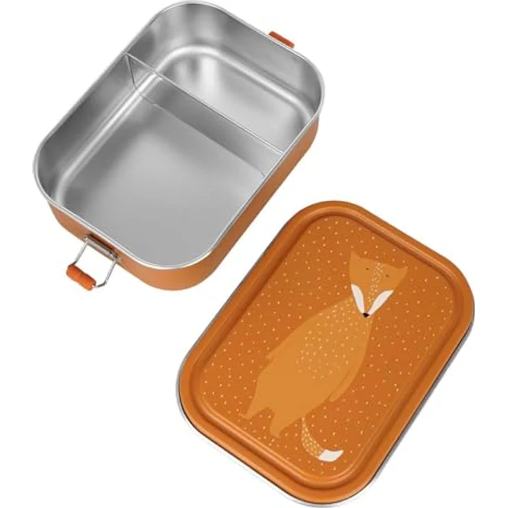 Trixie Baby Lunchbox, große Lunchbox im Katzen-Design, rot mit Trennsteg und Silikon-Clips – Bild 5