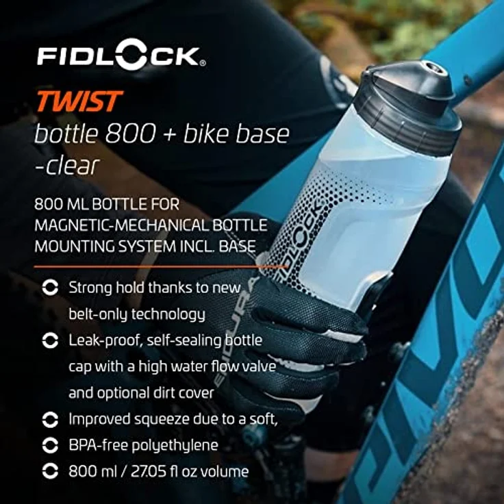 Fidlock Twist Bottle 800 ml, Trinkflasche mit Magnet-Mechanik und sicherem Haltersystem, Made in Italy – Bild 3