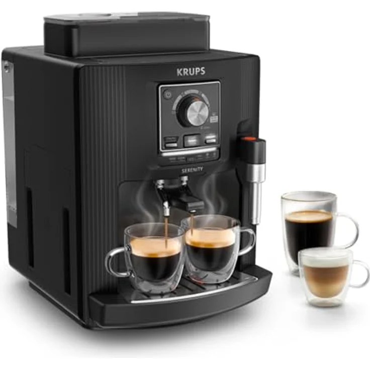 Krups EA4008, Espressomaschine mit 2 l Wassertank, Eingebautem Mahlwerk und Manuellem Milchaufschäumer, 1450 W, Schwarz – Bild 2