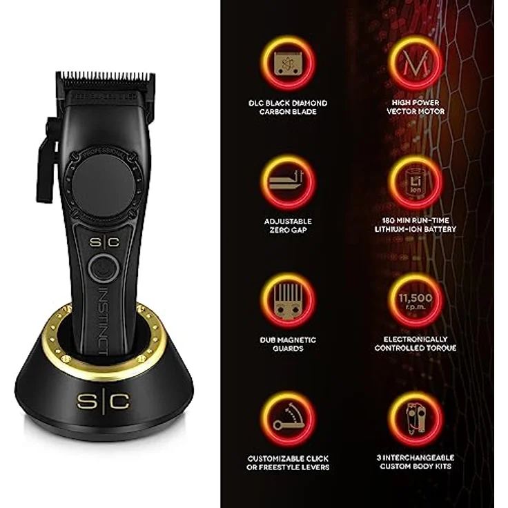Professioneller Herren-Haarschneider Stylecraft Instinct by Gamma Più, Clipper mit Vektormotor mit Dynamischer Drehmomentsteuerung, 180 Min Autonomie, Verstellbare Klinge, 8 Kämme, 3 Abdeckungen - Preisvergleich – Bild 2