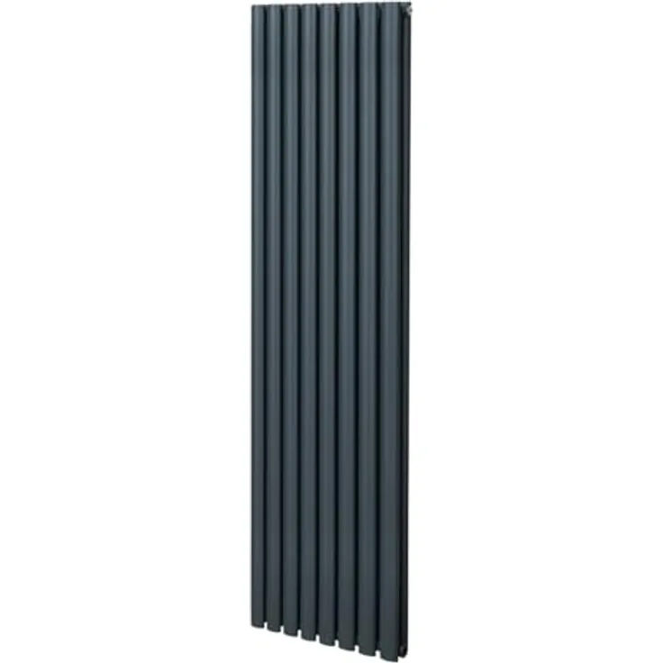 Monster Shop Röhrenheizkörper Oval 1800 x 480mm | Vertikaler Wandheizkörper Paneelheizkörper | Matt Anthrazit Grau Kohlenstoffstahl | Hohe Wärmeleistung, Stabile Montage, Leichte Wartung [Inkl. Reinigungsbürste, Befestigungsset & Halterungen]
