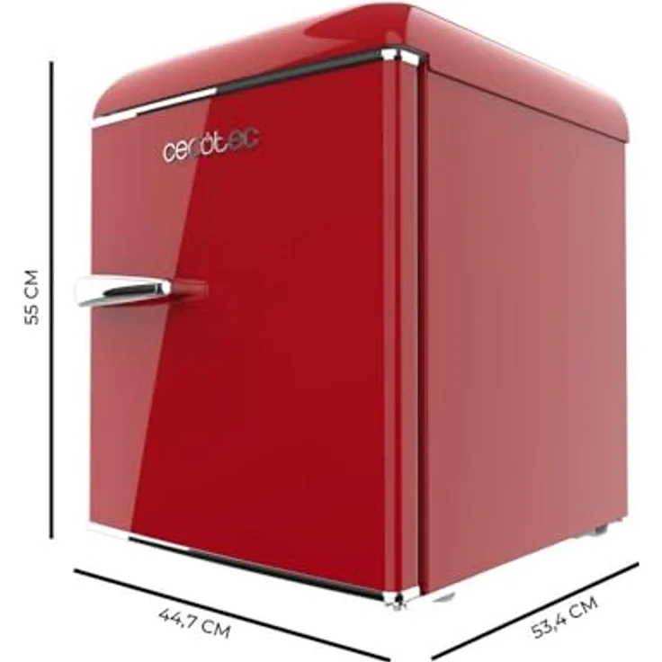 Cecotec Mini-Kühlschrank - Retro-Tischkühlschrank 45L Bolero CoolMarket TT Origin 45 Red - 55 cm, Eisfach, Energieeffizienzklasse E, verchromter Griff – Bild 2