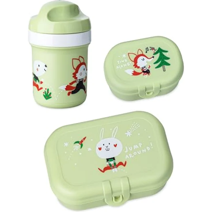 XXXL HOP ON AT Home Set, 3-teiliges Aufbewahrungsset für Kinder, Trinkflasche 200 ml und Vorratsbehälter – Bild 1