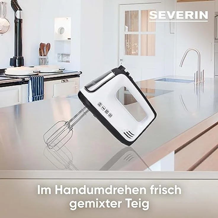 SEVERIN Handmixer mit Spiralkabel, ca. 400 W, HM 3830, Weiß-Schwarz – Bild 3