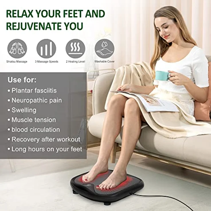 Snailax Shiatsu Fussmassagegerät mit Wärmefunktion,18 Flexible Kneading Massageköpfen, Massagegeräte für alle Fußgrößen, Fußwärmer, elektrisches Fußmassagegerät zur Entspannung, Geschenke – Bild 2