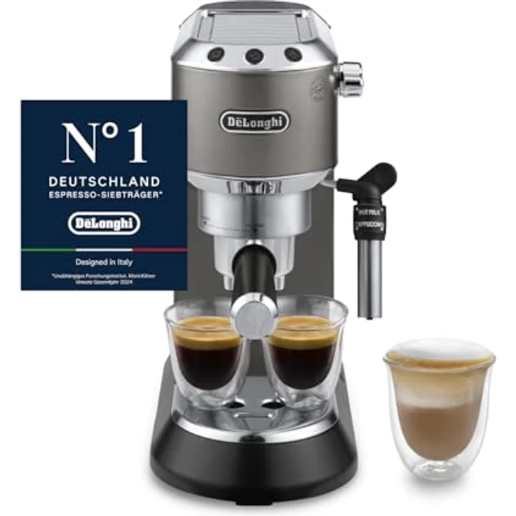 De'Longhi Dedica Style EC685.TB, Espressomaschine mit manuellem Milchaufschäumer, Titanschwarz – Bild 1