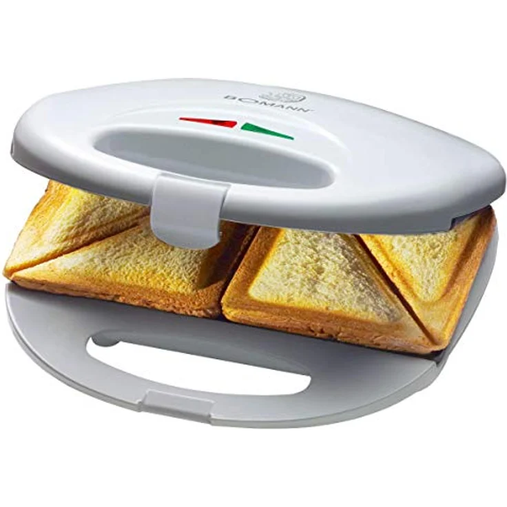 Bomann ST 5016 CB Sandwichtoaster, 3-eckige Sandwichplatten, automatischer Temperaturregler, mit 2 Kontrollleuchten, Antihaftbeschichtung, Überhitzungsschutz, weiß – Bild 2