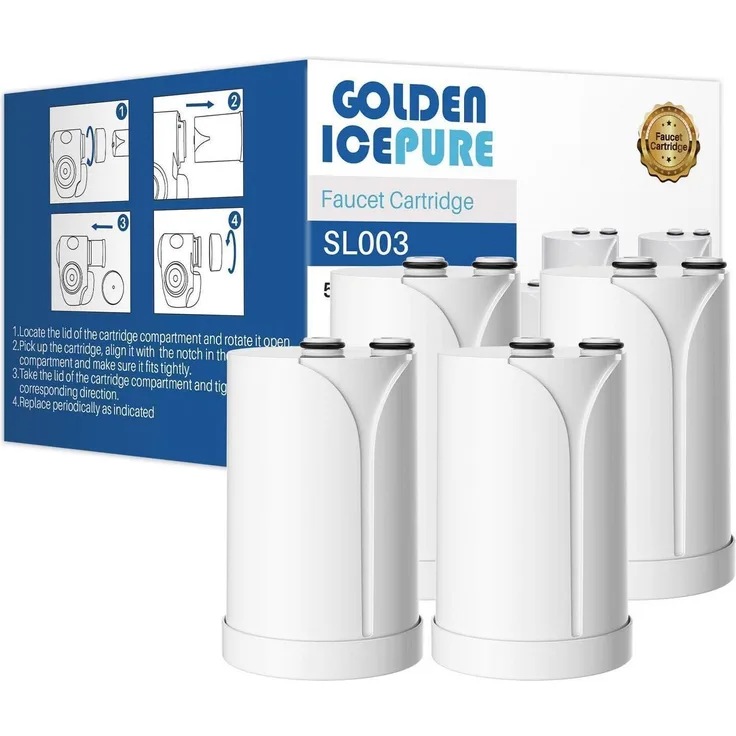 GOLDEN ICEPURE Wasserfilterkartusche ON TAP V, 4er-Packung für Wasserhahn, 600l Kapazität, kompatibel mit Brita On Tap